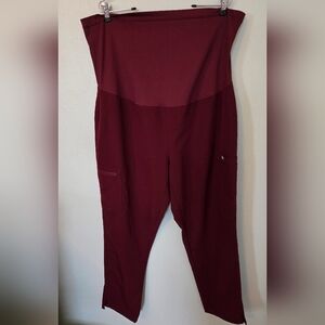 Figs | Burgundy Yola Maternity Scrub Pants Size XXL